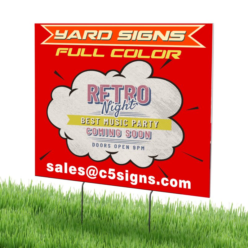 24"x18" Coroplast Full Color One Side with 12"-15" Stakes
